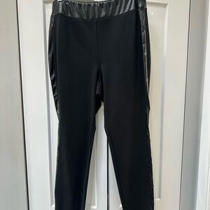 Bar III Black Leggings with Faux Leather Trim